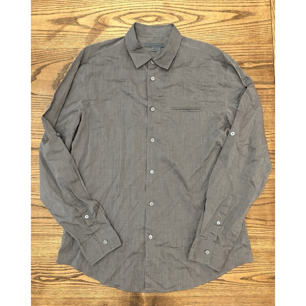 Lot Of 2 John Varvatos Men's Medium 100% Cotton Long Sleeve Button Down Shirts - Picture 4 of 14